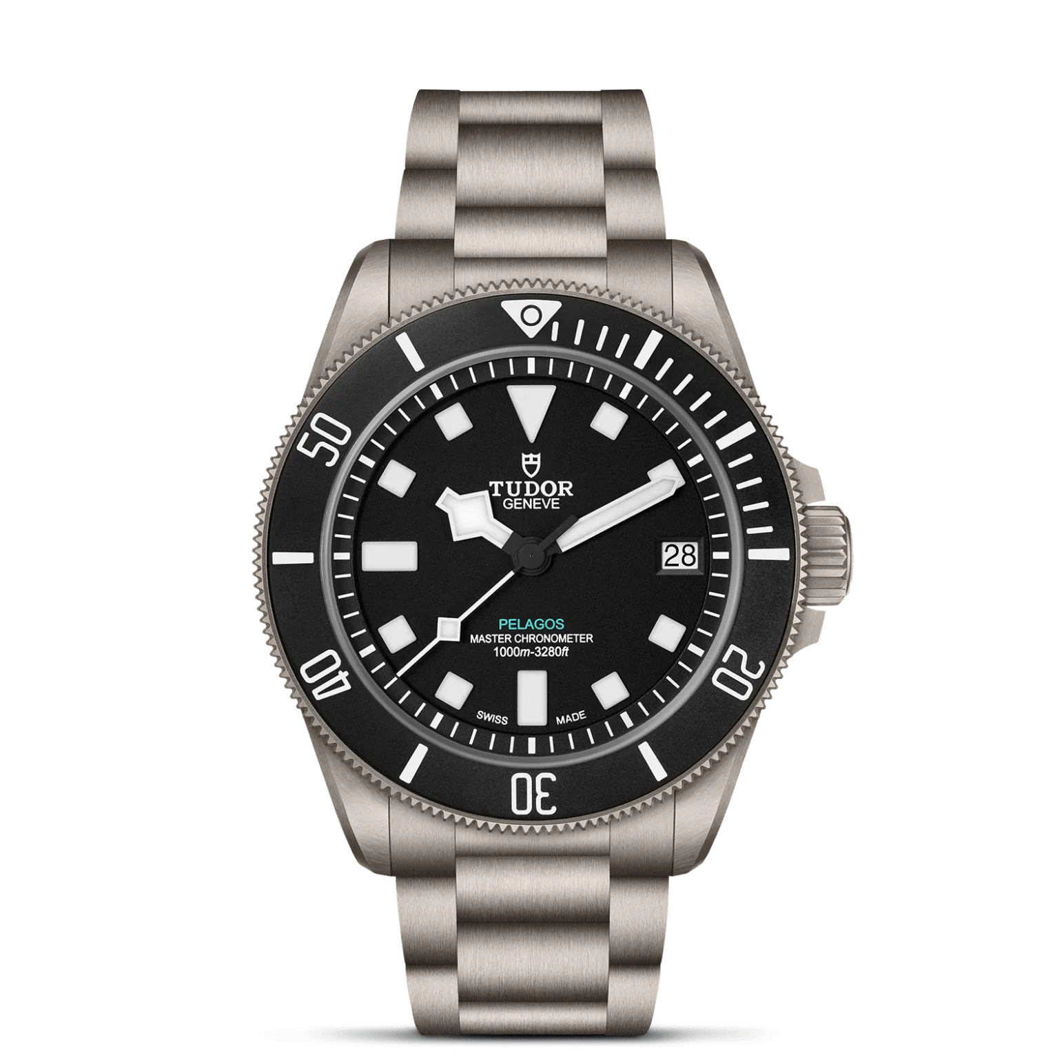 Pelagos Ultra, con Dial Black matte dial with sandblasted flangey Bisel Unidirectional rotating bezel in titanium with matte ceramic insert and luminous material