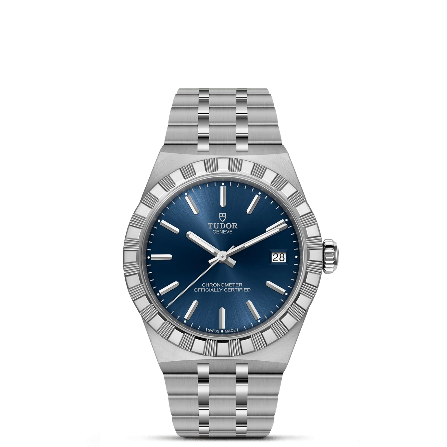 TUDOR Royal, con Dial Blue dial, applied stick hour markersy Bisel Stainless steel bezel