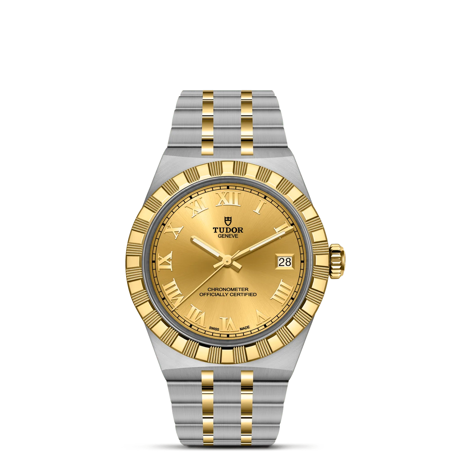 TUDOR Royal, con Dial Champagne-colour dial, applied Roman numeralsy Bisel Fixed bezel in solid yellow gold