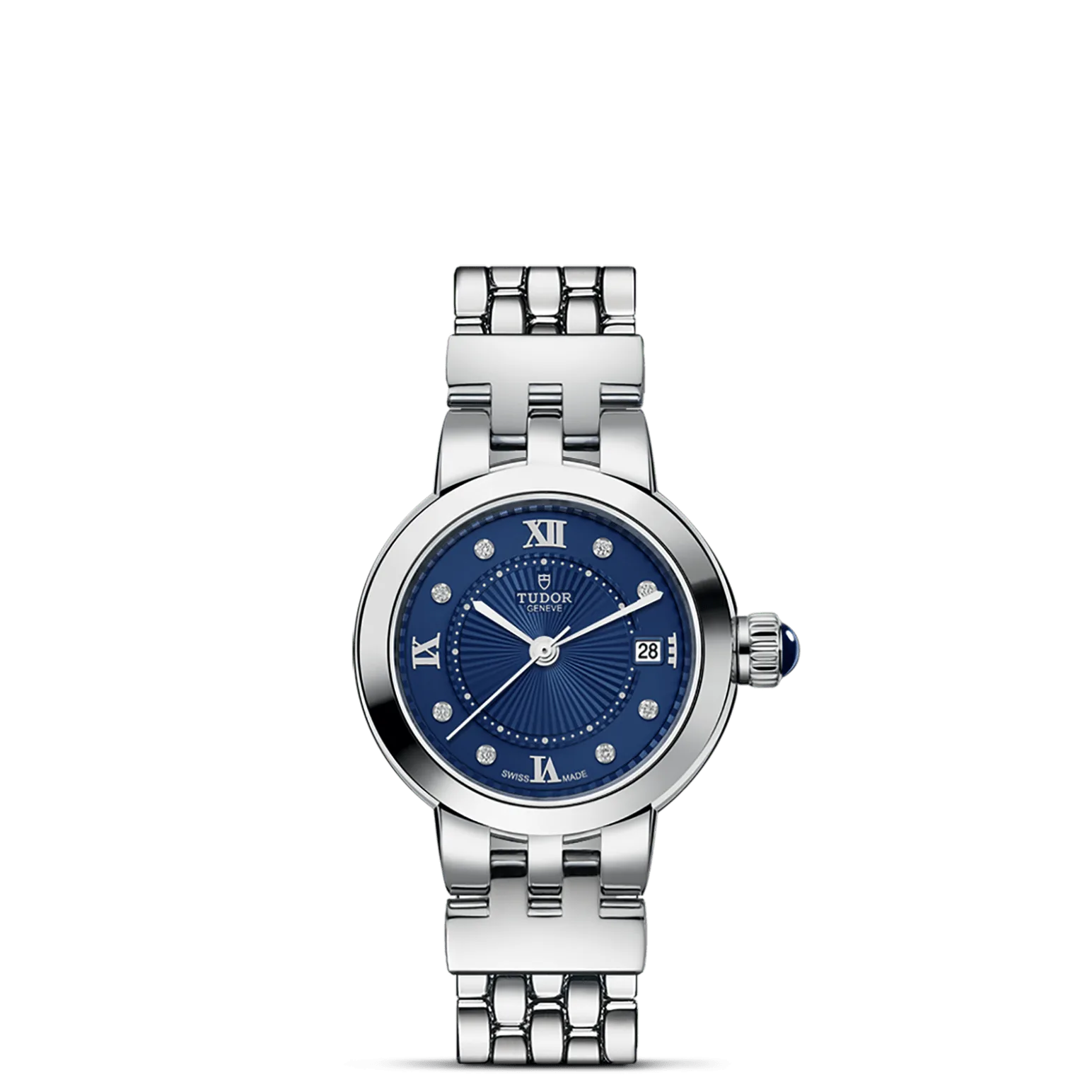 Clair de Rose, con Dial Blue with diamondsy Bisel Smooth steel bezel with polished finish