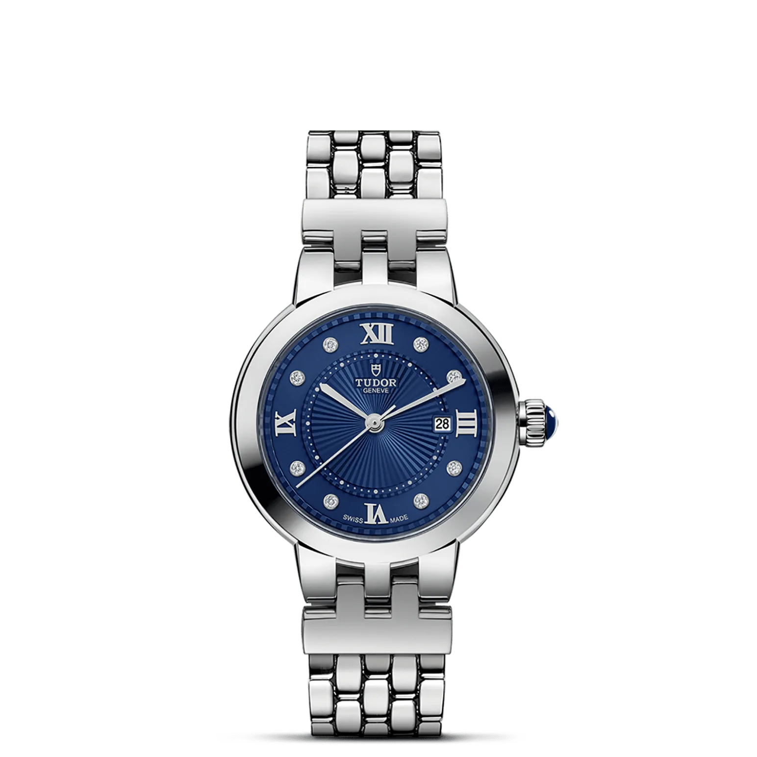 Clair de Rose, con Dial Blue with diamondsy Bisel Smooth steel bezel with polished finish