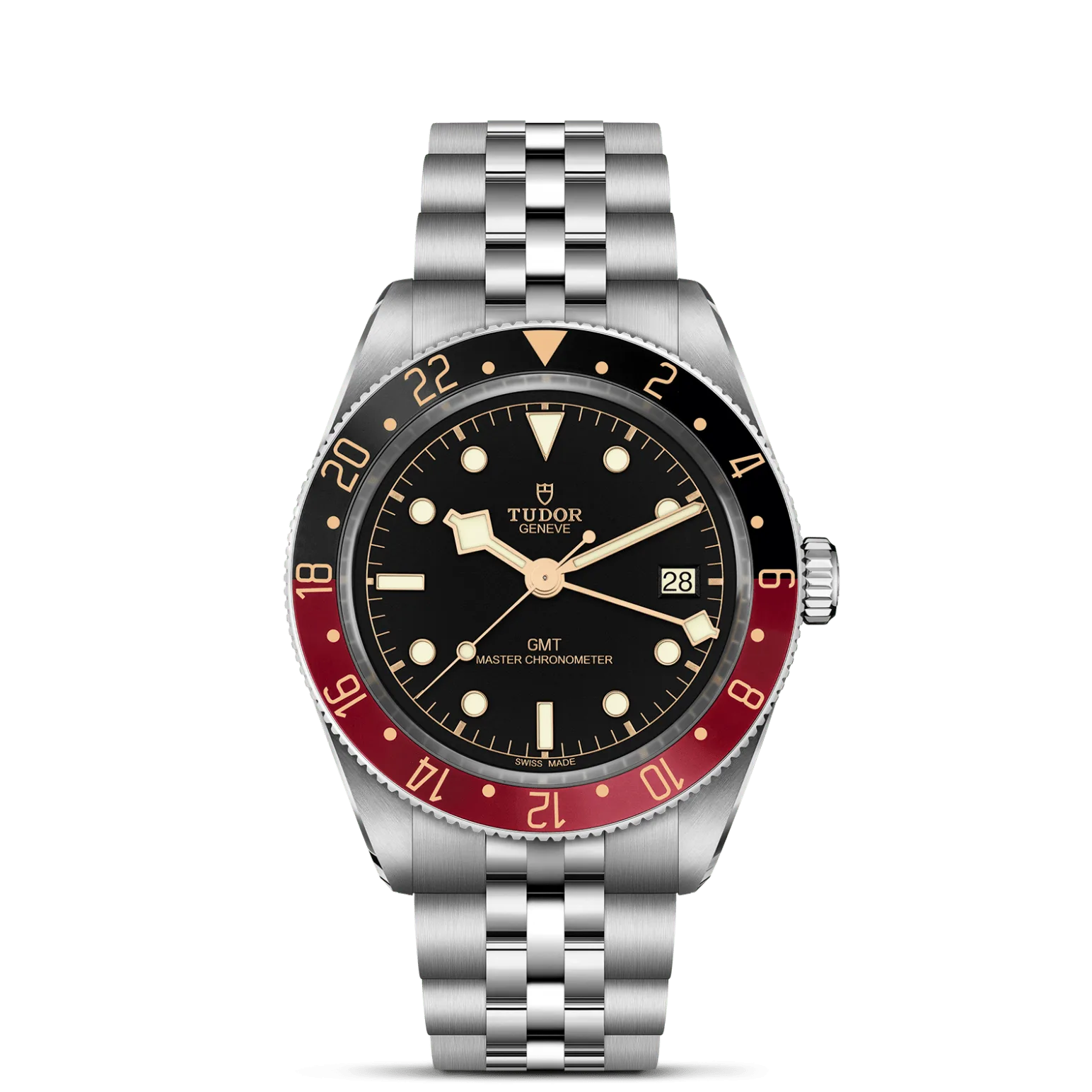 Black Bay 58 GMT, con Dial Black, domed, with gilt applied hour markersy Bisel 24-hour bidirectional rotatable bezel in stainless steel with black and burgundy anodised aluminium insert