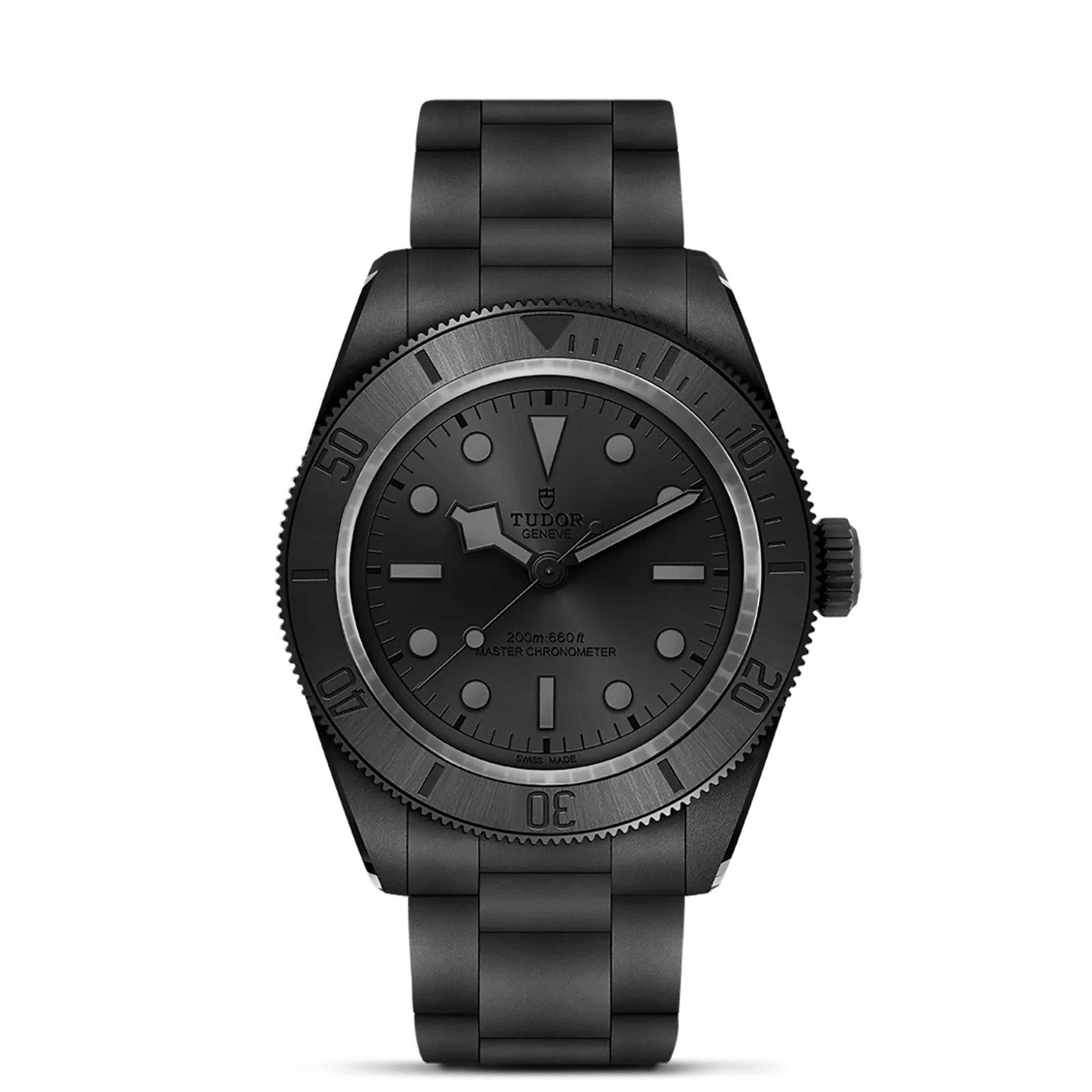 Black Bay Ceramic, con Dial Charcoal, sunray finish, domedy Bisel Unidirectional rotatable bezel in black-PVD-treated steel with 60-minute graduated disc in black ceramic with sunray satin finish and engraved markings and numerals