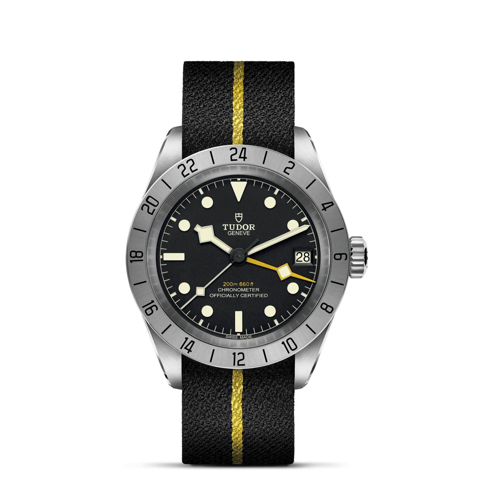 Black Bay Pro, con Dial Black, domedy Bisel 24-hour graduated fixed bezel in satin-brushed steel