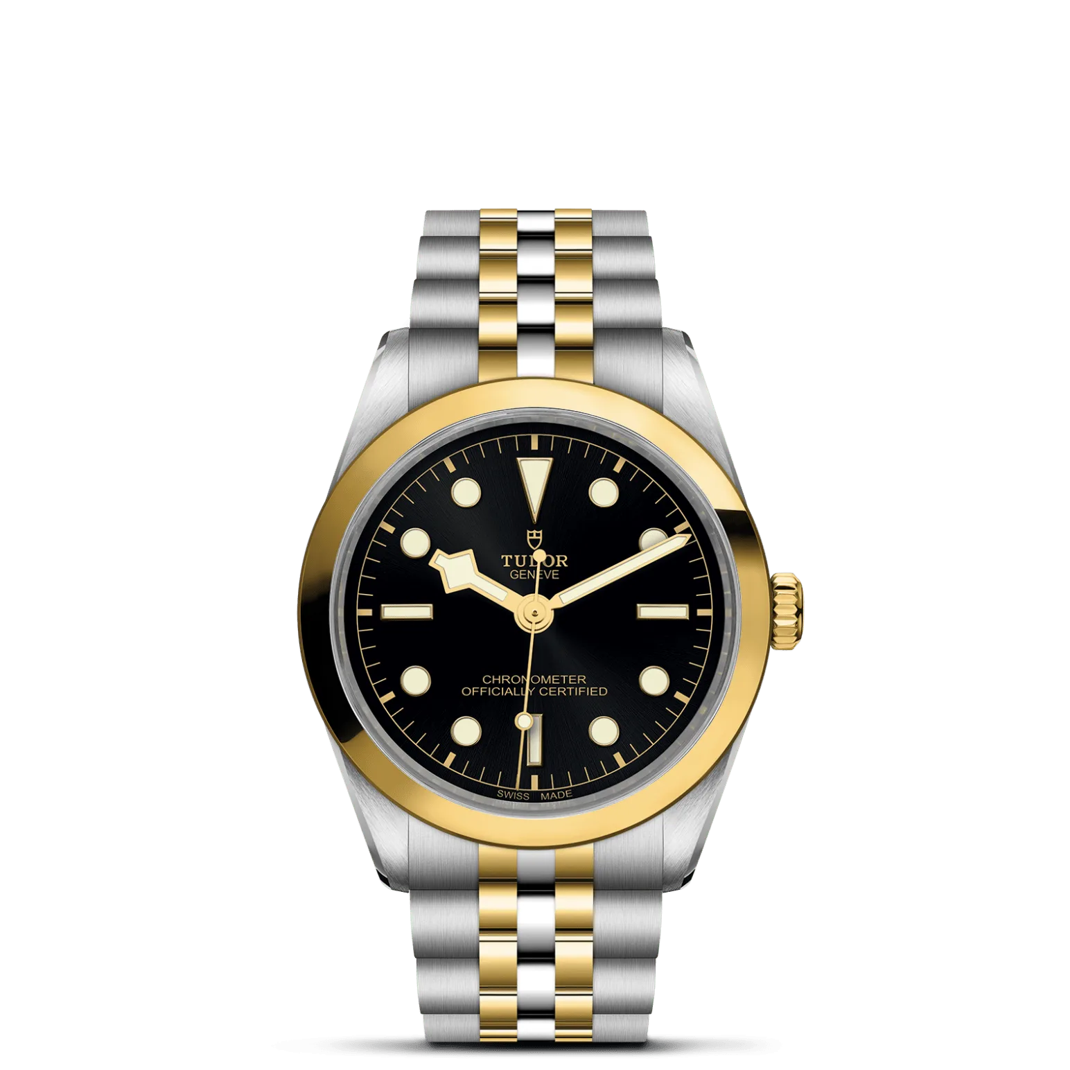 Black Bay One 36 S&G, con Dial Blacky Bisel Fixed bezel in steel covered by a 0.3mm yellow gold cap
