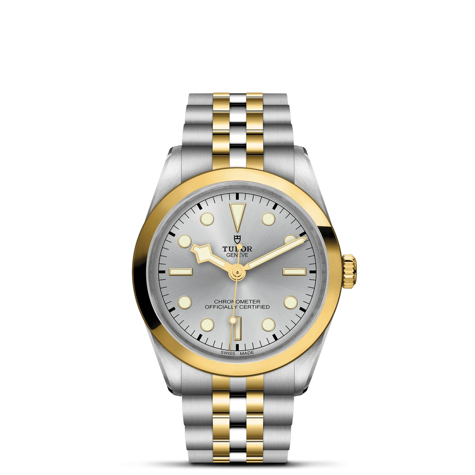 Black Bay One 36 S&G, con Dial Silvery Bisel Fixed bezel in steel covered by a 0.3mm yellow gold cap