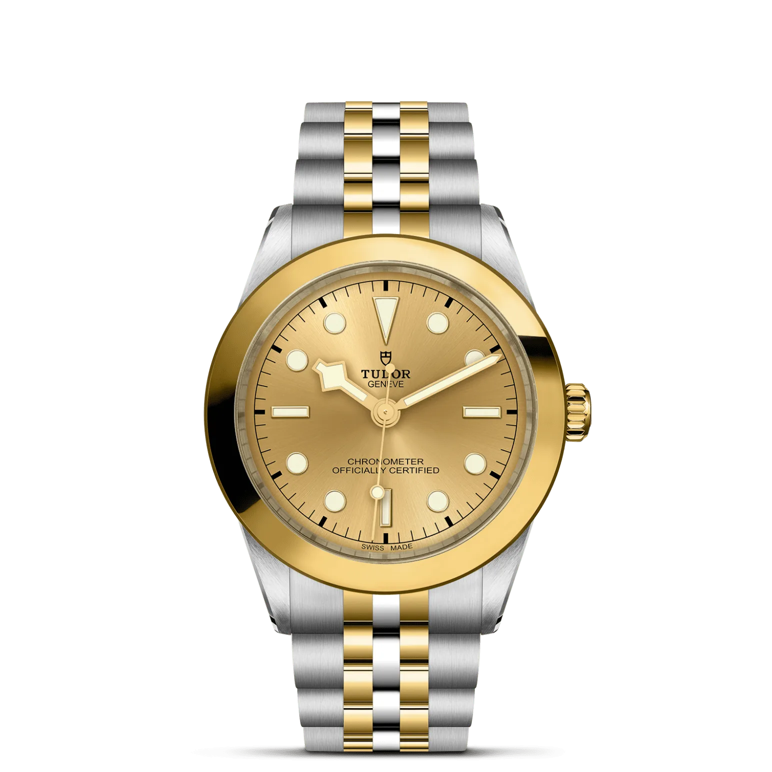 Black Bay One 39 S&G, con Dial Champagne-coloury Bisel Fixed bezel in steel covered by a 0.3mm yellow gold cap