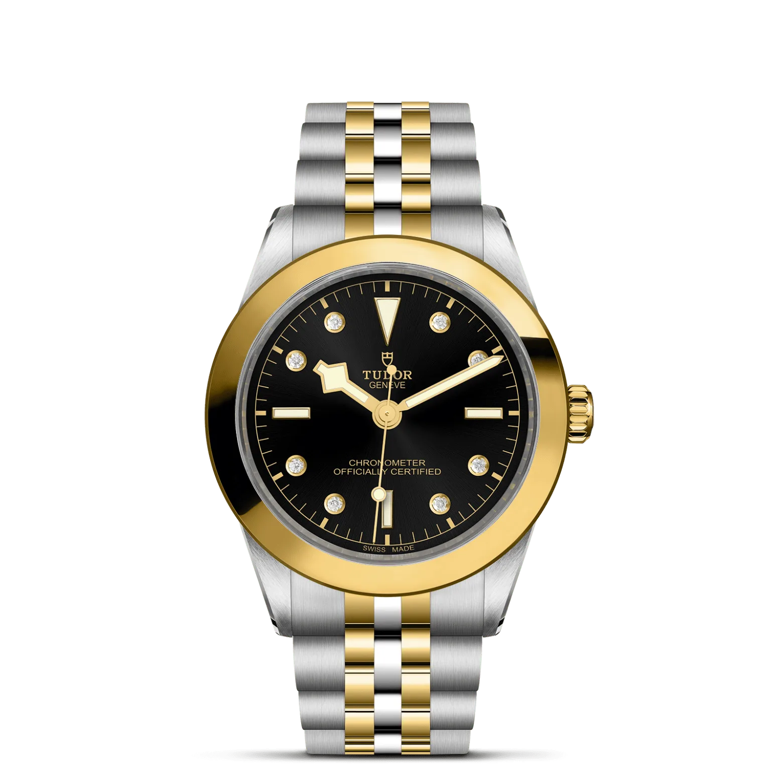 Black Bay One 39 S&G, con Dial Black with diamond hour markersy Bisel Fixed bezel in steel covered by a 0.3mm yellow gold cap