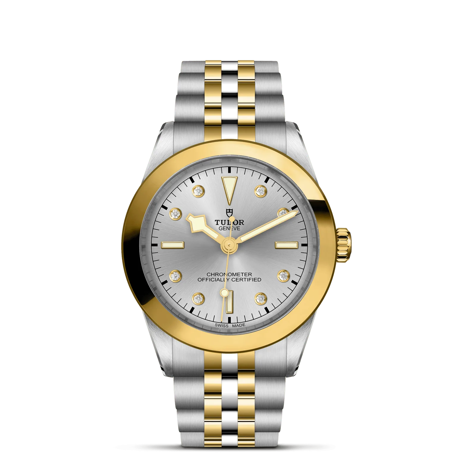 Black Bay One 39 S&G, con Dial Silver with diamond hour markersy Bisel Fixed bezel in steel covered by a 0.3mm yellow gold cap