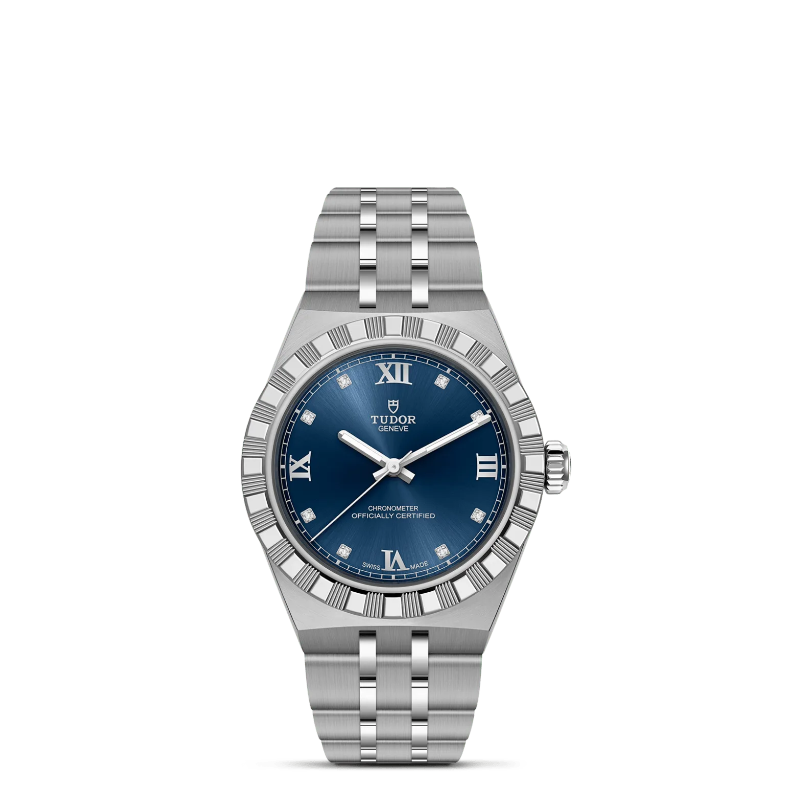 TUDOR Royal, con Dial Esfera azul, números romanosy Bisel Bisel de acero inoxidable