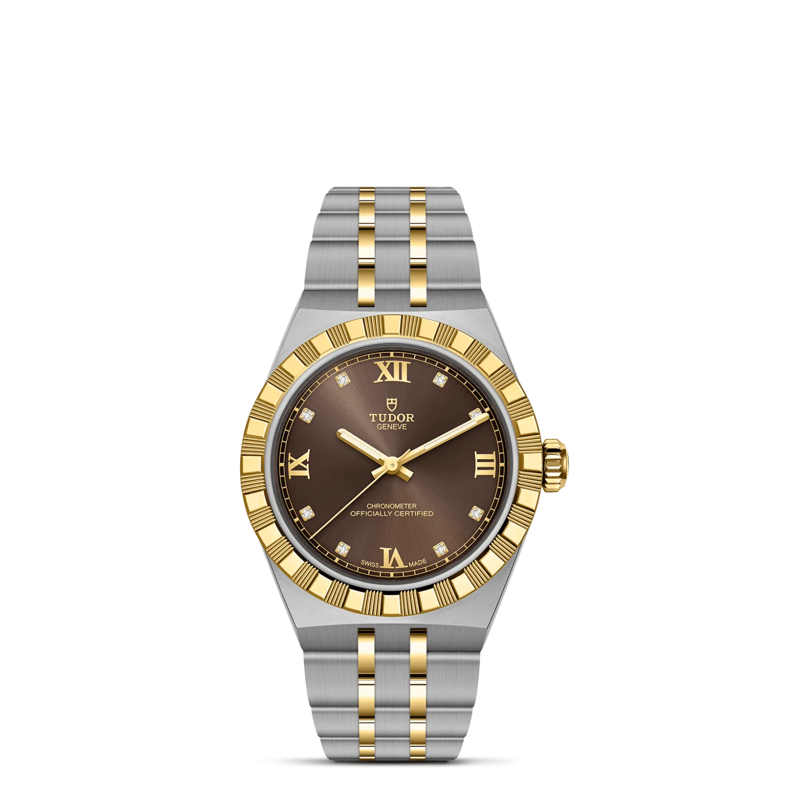 TUDOR Royal, con Dial Esfera marrón, números romanosy Bisel Bisel fijo de oro amarillo macizo