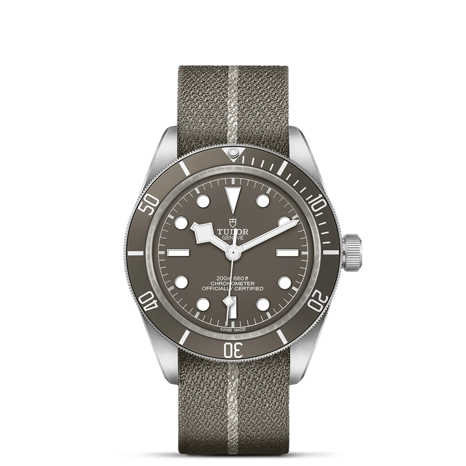 Black Bay 58 925, con Dial Gris topo, abombaday Bisel Bisel giratorio unidireccional de plata 925 con disco de aluminio anodizado gris topo con graduación de 60 minutos y marcas y números bañados de plata