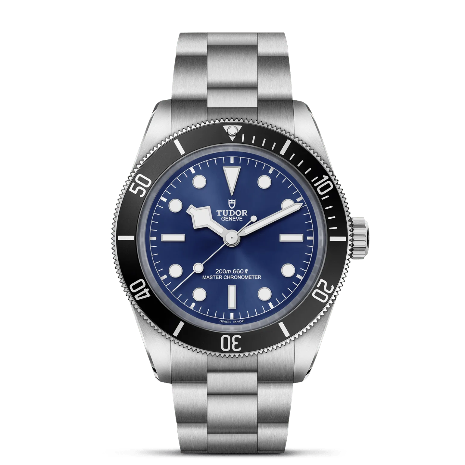 Black Bay 68, con Dial Azul TUDOR «rayos de sol», abombada, con marcadores de la hora con apliquesy Bisel Bisel unidireccional 60 minutos de acero inoxidable con disco de aluminio negro mate