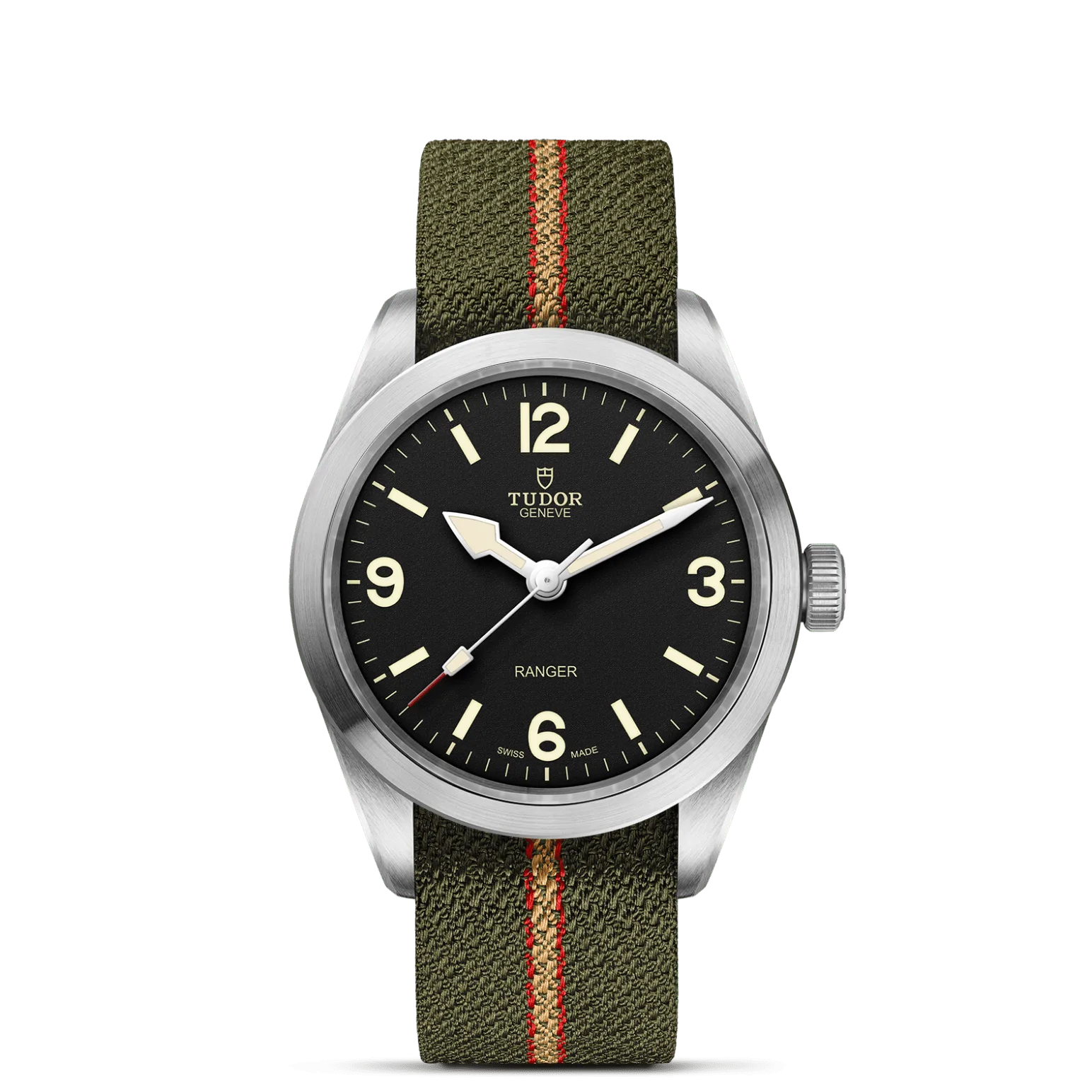 Ranger, con Dial Negra, abombaday Bisel Liso, de acero satinado